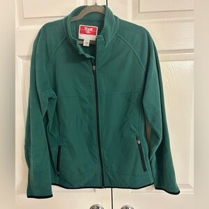 Women's Fleece Green Zip Up Jacket with Zip Pockets